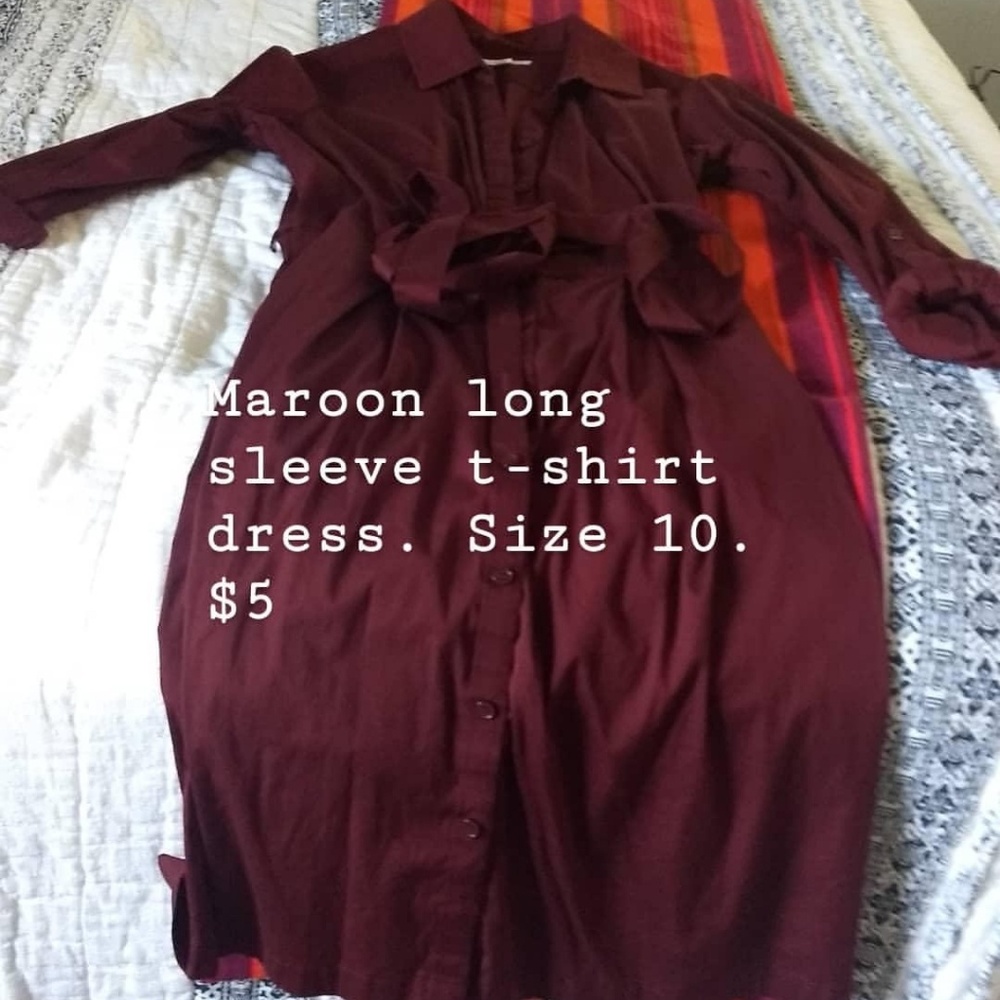 Long sleeve maroon dress